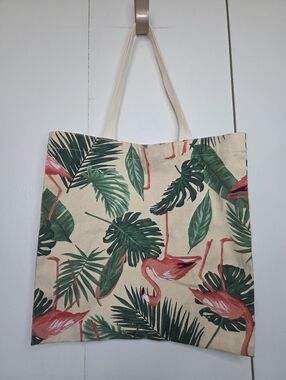 Old Navy Tropical Flamingo Canvas Tote Bag